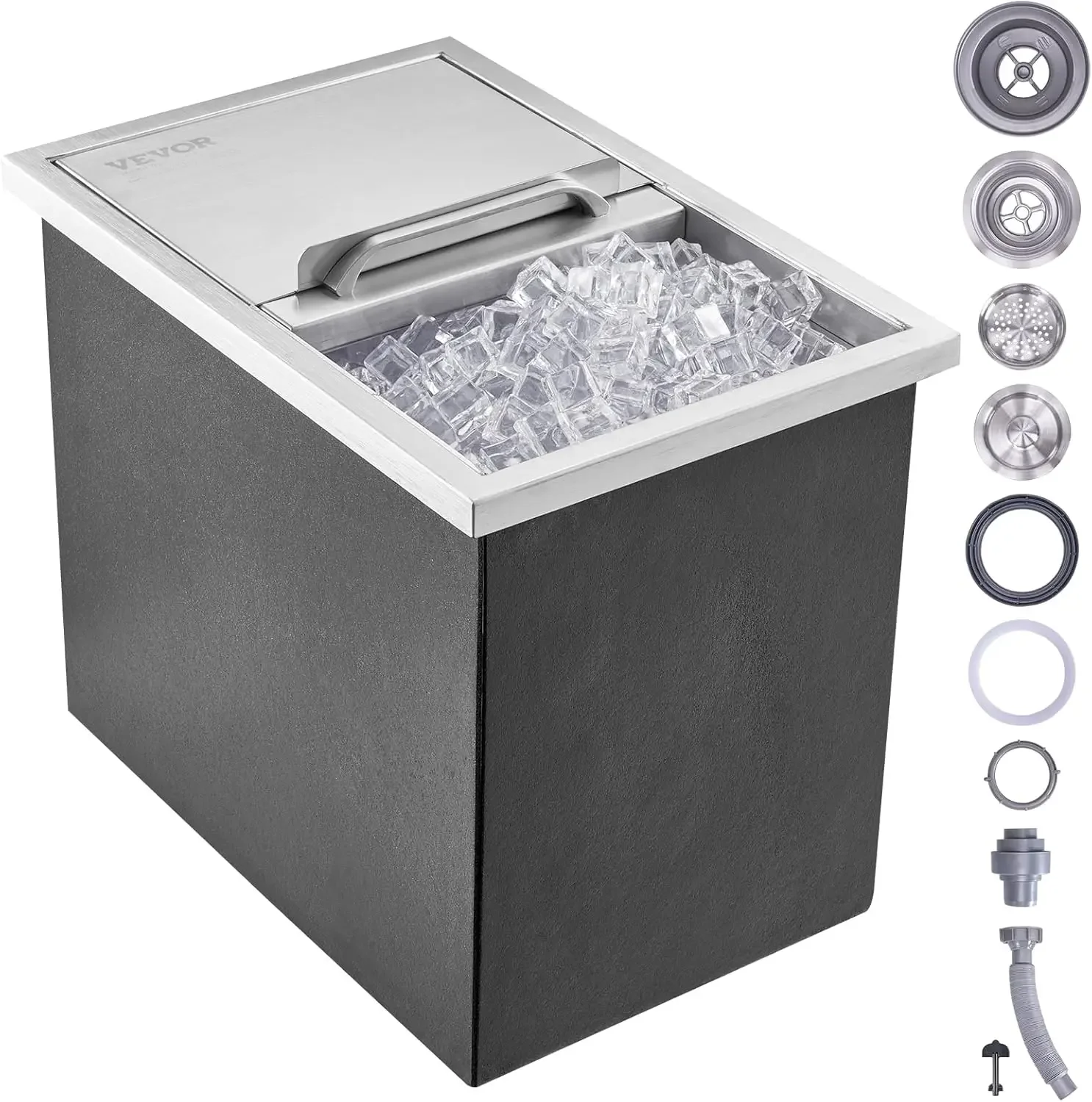 

Drop in Ice Chest, 18"L x 12"W x 14.5"H Stainless Steel Ice Cooler, 40.9 qt Outdoor Kitchen Ice Bar