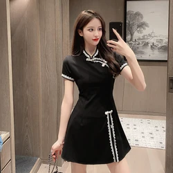 2026 Chinese Style Women New Improved Retro Cheongsam Dress and Shorts Set Two-Pieces Suit