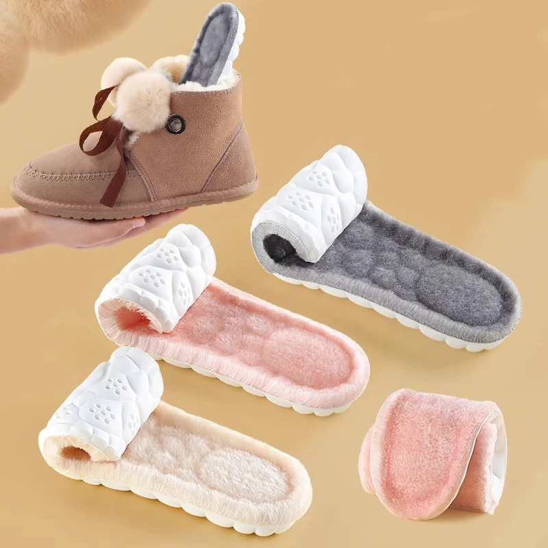 

1Pair Unisex Super Soft Cashmere Snow Boots Inserts Cushions Thicken Thermal Insoles Women Winter Warm Plush Feet Care Shoe Pad