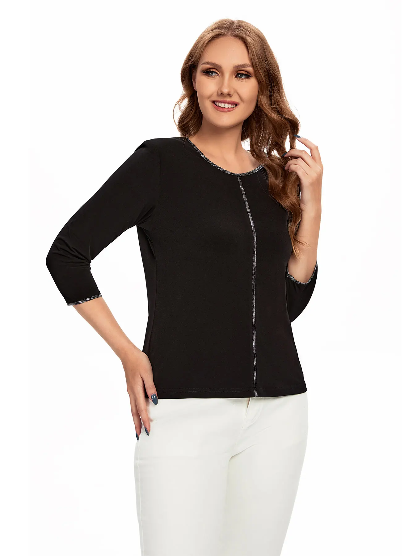 Damski Plus Size góra wiosna elegancki, szykowny Top dla pulchnego modny Top damskiego