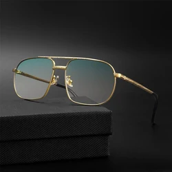 2023 New Polygon Driving Sunglasses Male Retro High Quality Metal Sun Glasses Women Blue Gradient Double Bridge Eyewear UV400