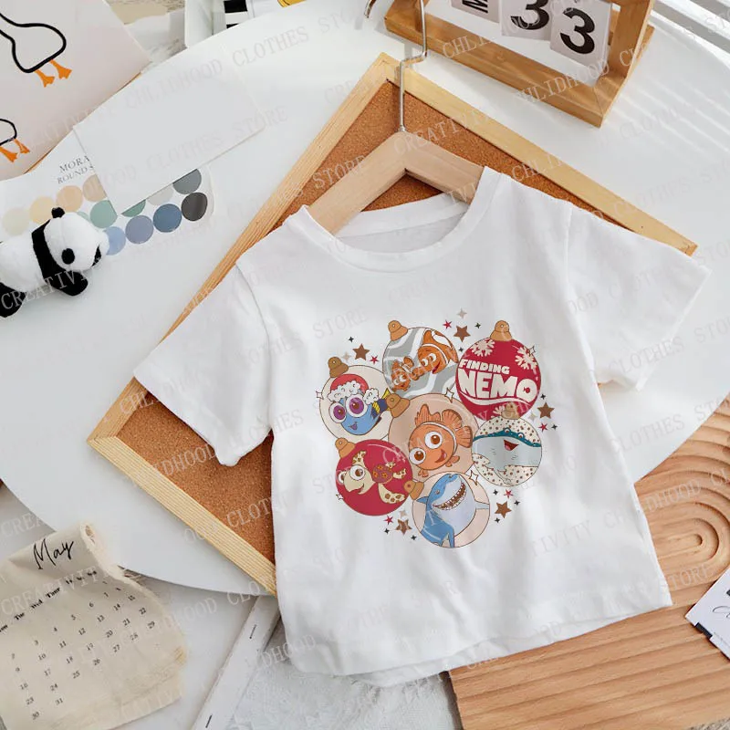 Finding Nemo T-shirts Children Disney for Girl Boy Clothes Tee Shirt Kawaii Cartoons Clownfish Kid Casual Short Sleeve Tops