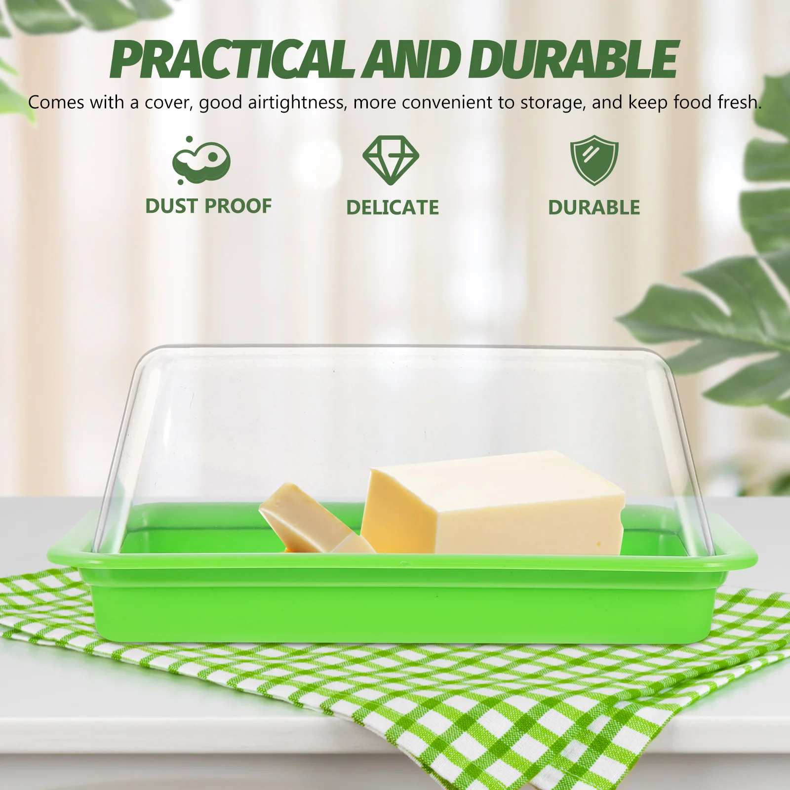 

Butter Box Plastic Case Cheese Keeper Utensil Dustproof Mothproof Fresh Airtight Storage Proper