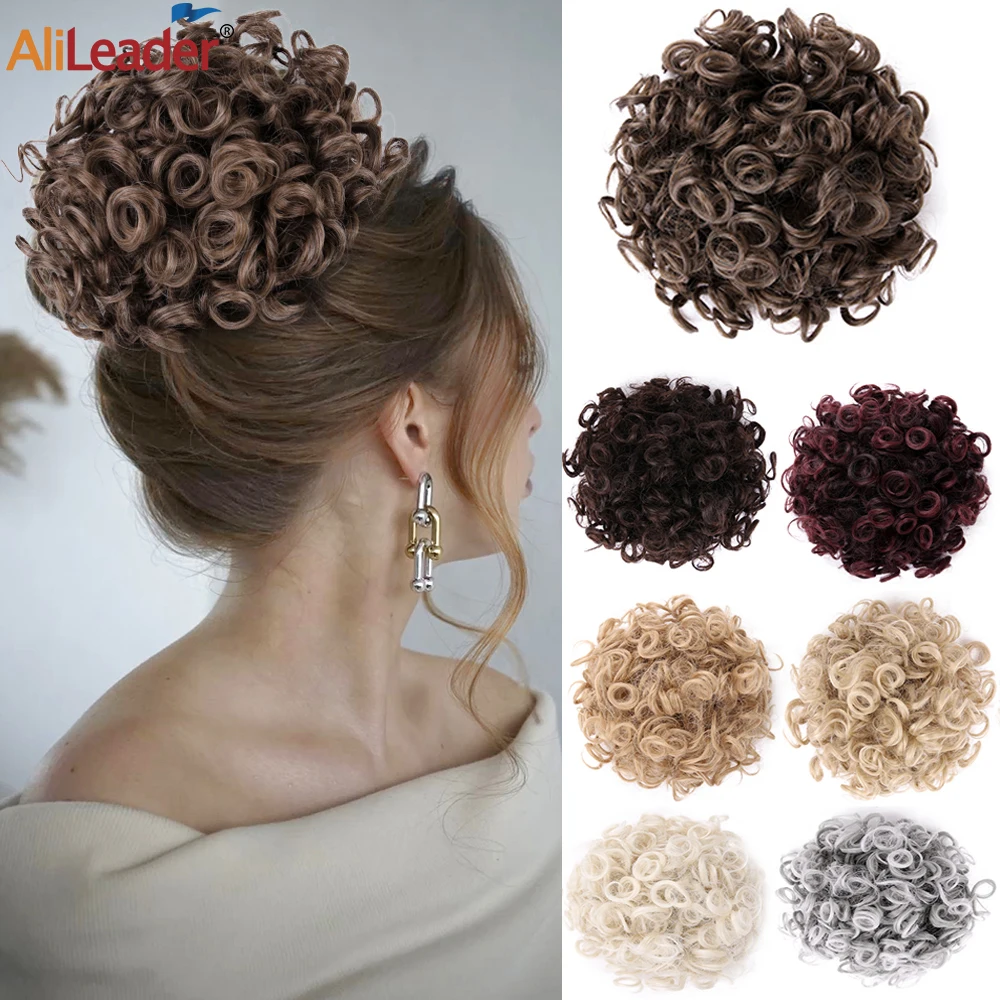 

Curly Hair Bun Messy Bun Hairpiece Elastic Drawstring Loose Wave Large Full Bun Extension Hairpiece Synthetic Ponytail For Women