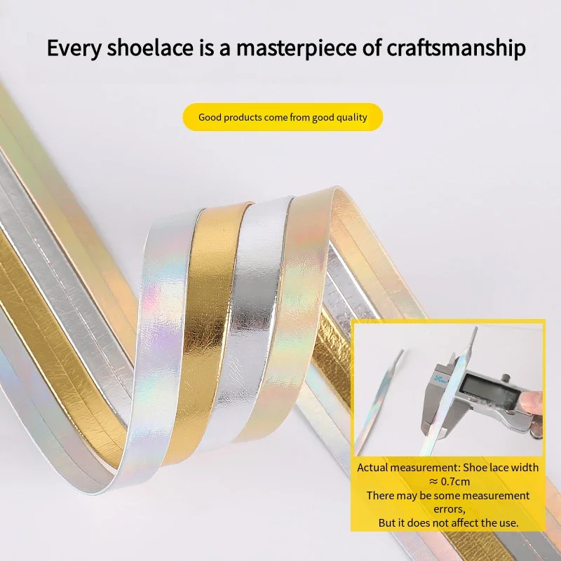 الفاخرة فو بولي Leather أربطة الحذاء الجلدية الذهب الفضة حبل مسطح رباط الحذاء المعدني HeadSneakers حذاء كاجوال الأربطة 80/100/120/140/160 سنتيمتر 1 زوج