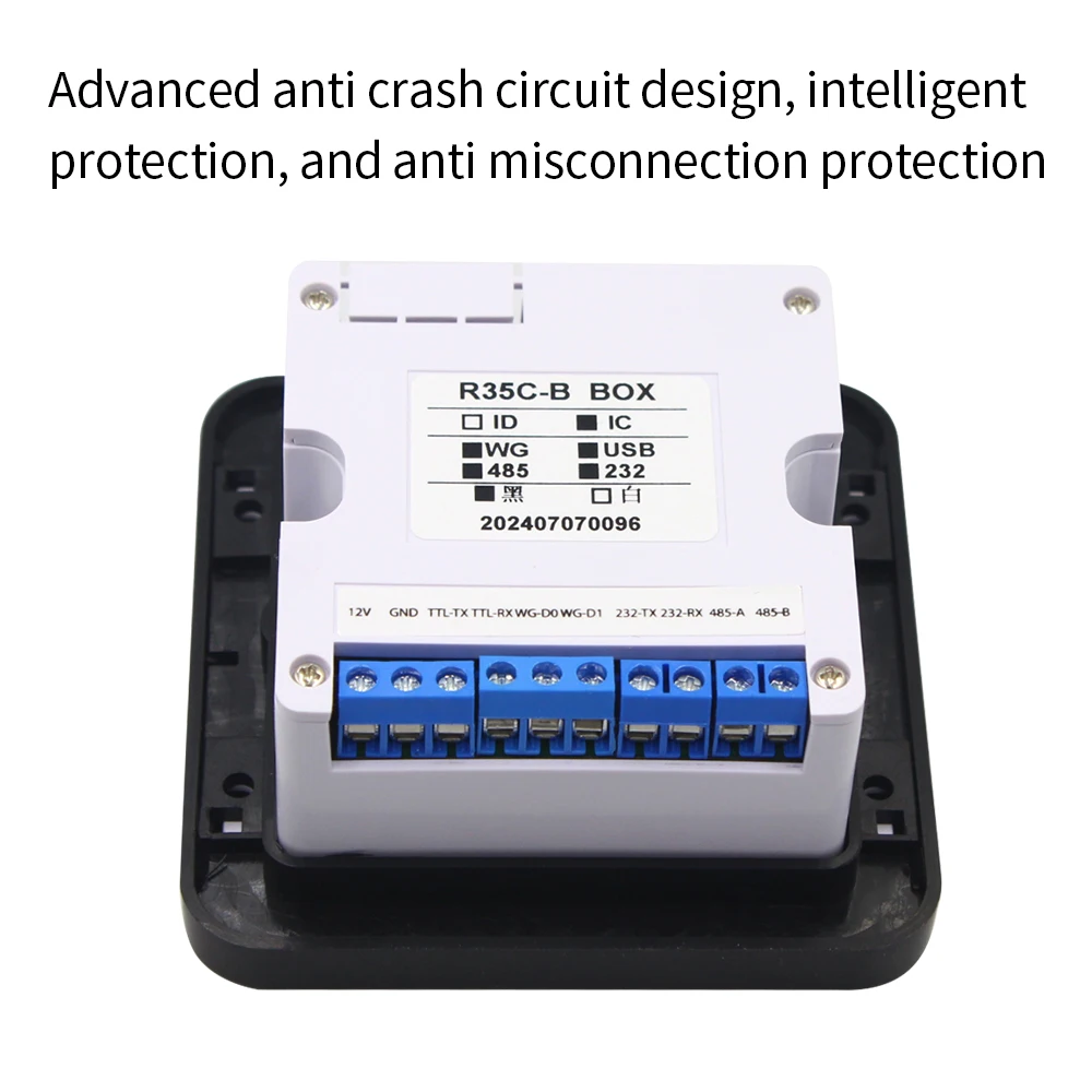 Lector de código de barras RFID, lector de Control de acceso, interfaz USB, Wigand, RS232, RS485, 86x86MM, cc 12V, 125Khz/13,56 Mhz, 2D, QR