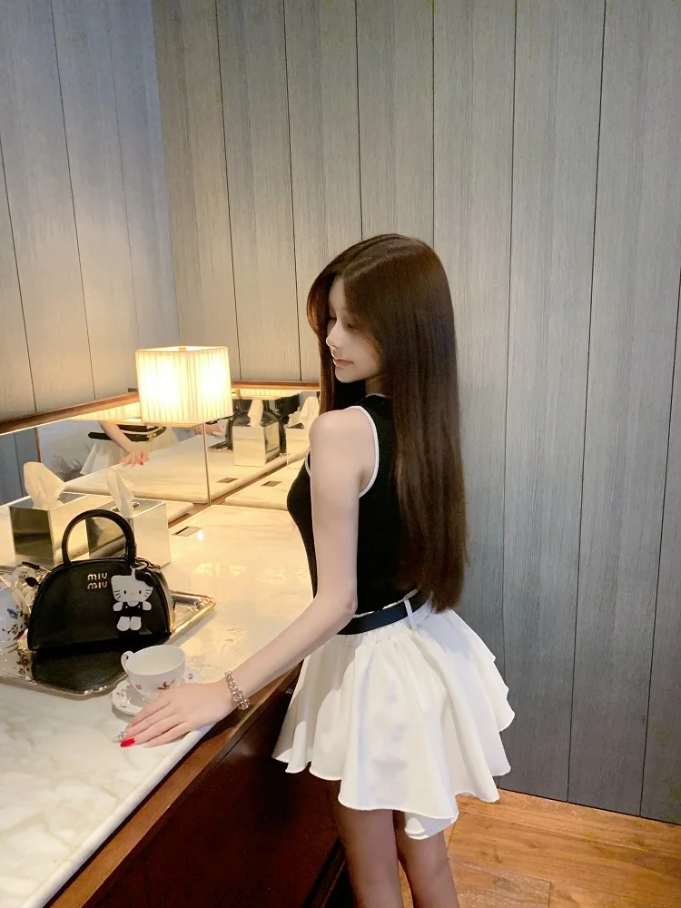 

Вязаный приталенный жилет Luna для женщин, черный, белый цвет, Blo Commute Sle ort, длина, верхняя застежка, другой материал