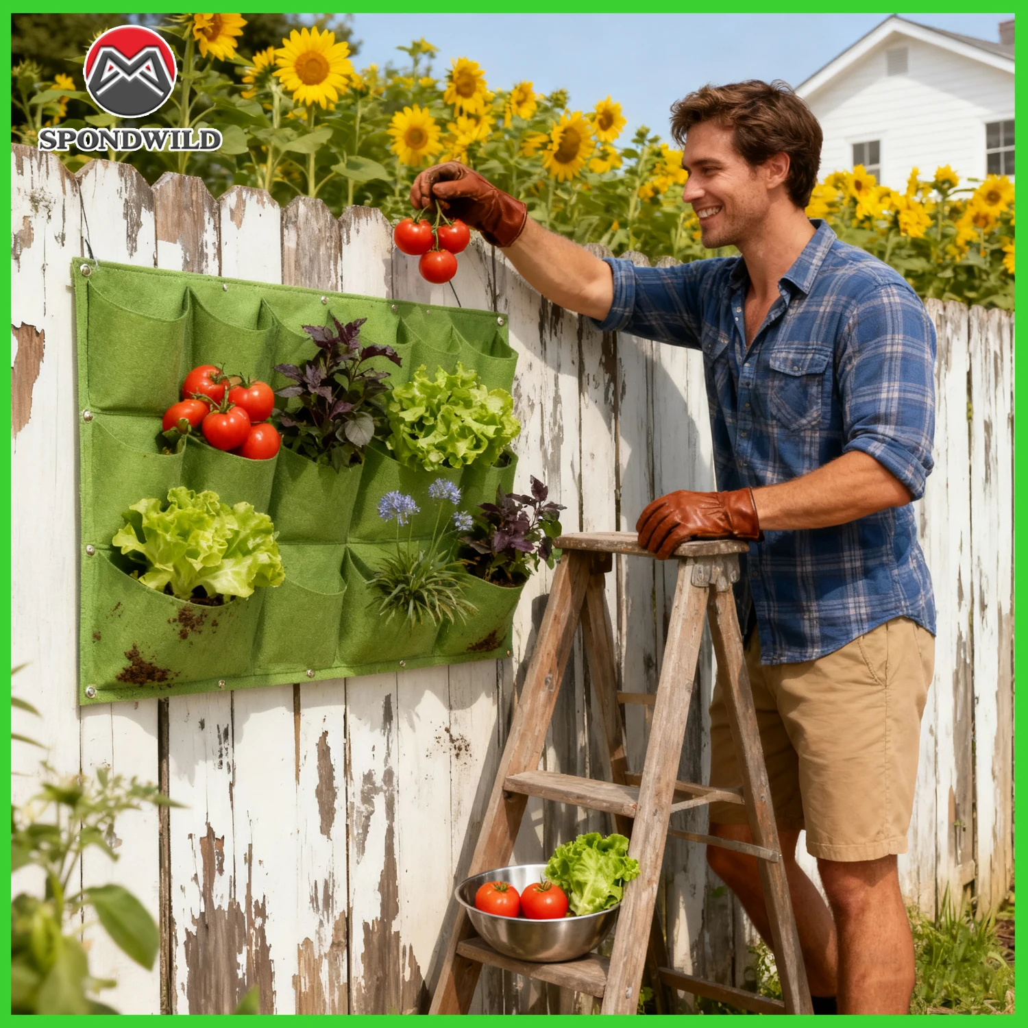 

Карманная подвесная сумка для цветов 18/36/49, вертикальный настенный сад для трав, большая вместительная сумка для выращивания растений в помещении и на открытом воздухе