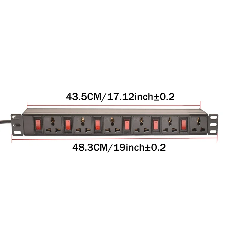 19inch PDU Power Strip Independent Switch 6ON/OFF 6Ways Universal Socket Power Distribution Unit 1U Cabinet Rack Mount