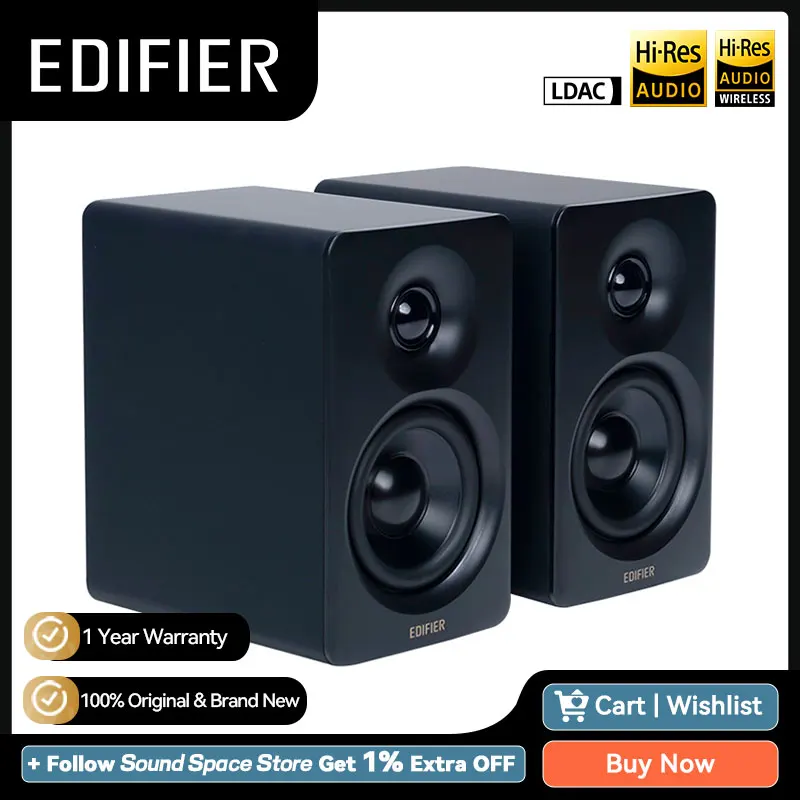 Edifier M60 Bluetooth Computer Speakers Hi-Res Audio Wireless LDAC USB-C AUX Inputs Support EQ Setting 66W RMS