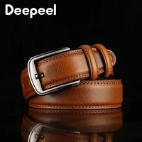 Deepeel-cinturones de piel de vaca para hombre, cinturones de cuero de vaca de 3,7x110-130cm para hombre, accesorios para vaqueros para adultos, 1 unidad