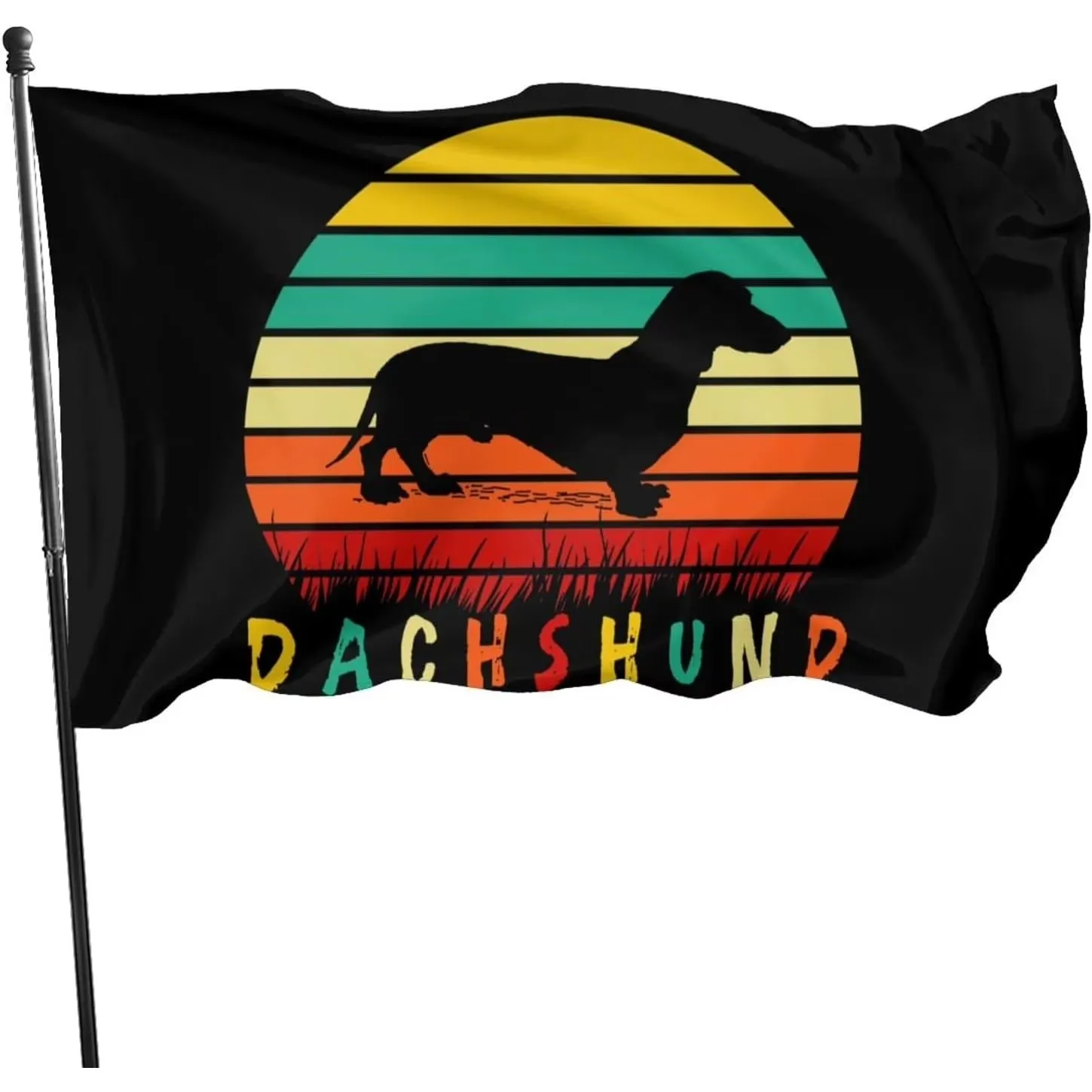 Dachshund Sunset Graphic Flag 3x5 Ft  Stitched Anti Fading Outdoor Decoration