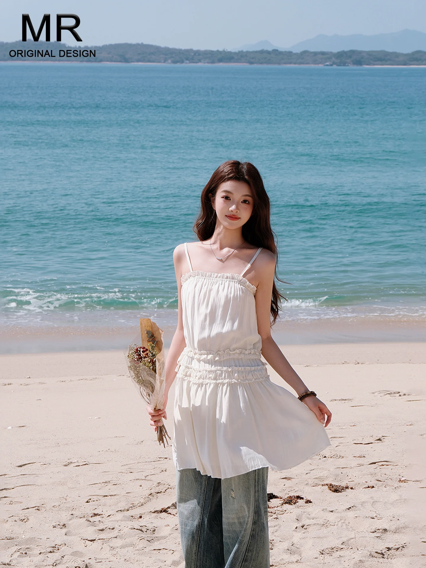 

Sweet Gentle Style Sugar Lotus Apricot Color Strapless Dress Women's New 2026 Summer Lace Trim Drawstring A-Line Skirt