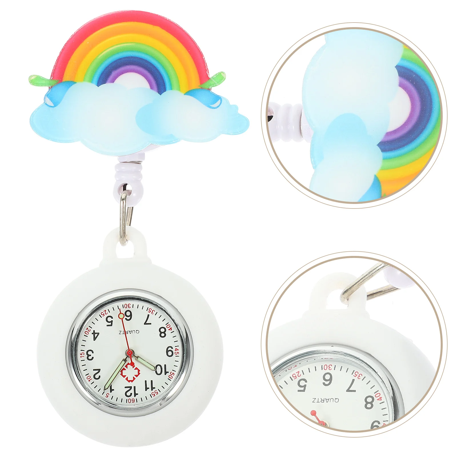 

Waterproof Pocket Watch Nurse Multi-function Clip Carabiner Fob Silica Gel Badge Reel for Women Removable Silicone