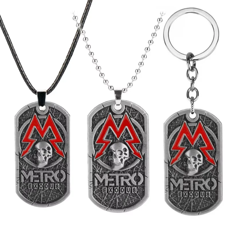 Llavero del Juego Metro Exodus 2033, Llavero con el Logotipo de los Spartan Rangers, Etiqueta de Identificación, Colgante de Calavera para Hombres y Mujeres Fanáticos