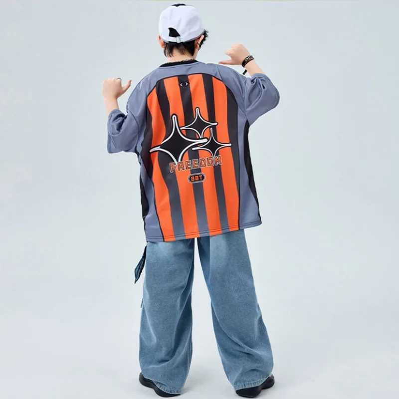 Hip Hop Ragazzi Maglietta a contrasto allentata Streetwear Pantaloni cargo Ragazze Street Dance Bambini Jazz K-pop Set di vestiti Costumi per bambini