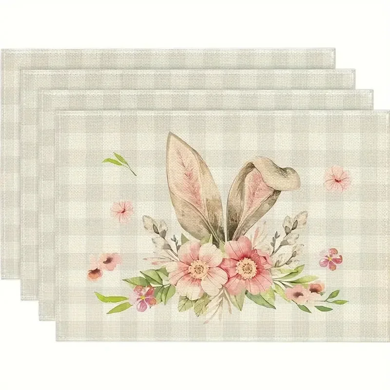 New Easter Placemats Cat Leaves Eggs Patterns Anti-pollution and Heat Insulation Mats on The Dining Table Coffee Table.