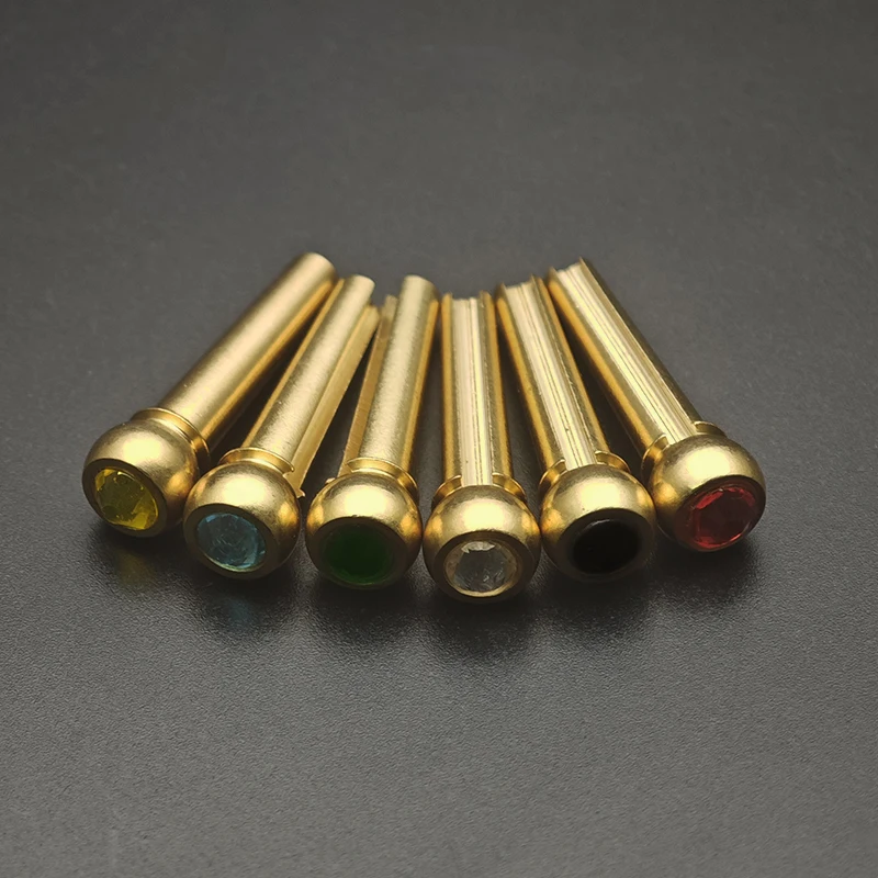 6 pçs/set colorido guitarra acústica ponte pino diamante estilo corda pinos unhas seis cores ouro