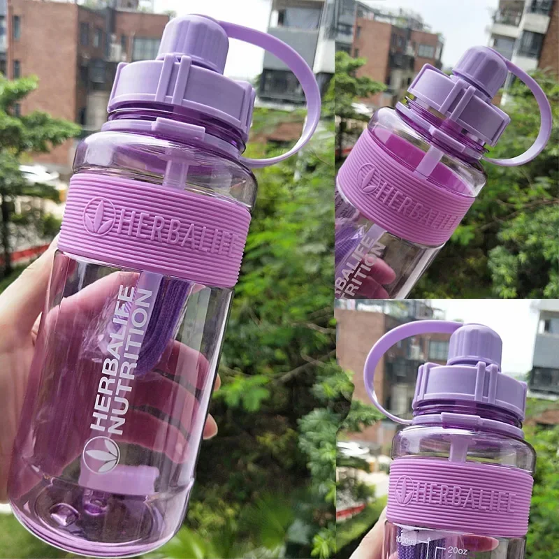 Botella de agua de Nutrición de 1000ml, botella de paja para batido de leche, botella deportiva, hervidor espacial de plástico, botella Herbalife