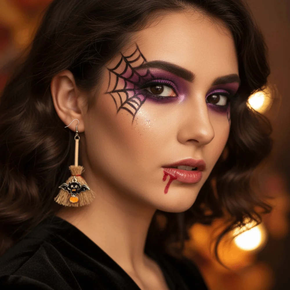 Hook Closure Halloween Dangle Earrings Lightweight Resin Different Shapes Asymmetric Witch Hat Earrings Metal Findings