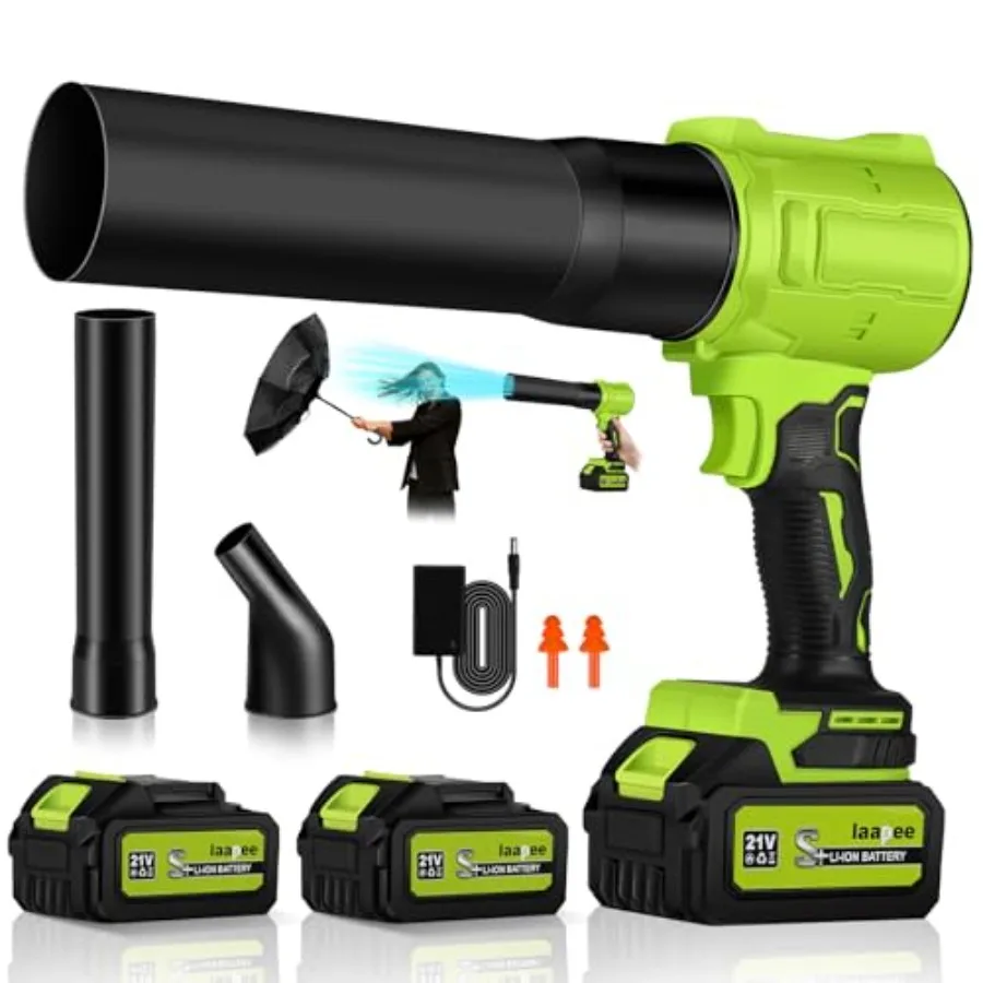

Cordless Leaf Blower 800 000 RPM Handheld Portable Leaf Blowers with 2 X 4.0Ah Batteries High-Speed Turbo Jet Blower Lightweigh