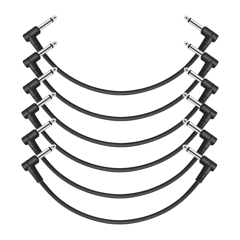 Cable de parche de guitarra, Cables de Pedal de efecto de guitarra, negro, paquete de 6