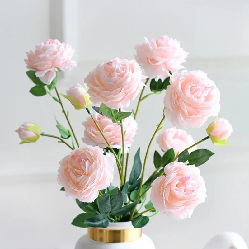 

Artificial flowers 3 peony silk flowers artificial flowers dried flowers Western roses decoration wedding wedding Floral wire