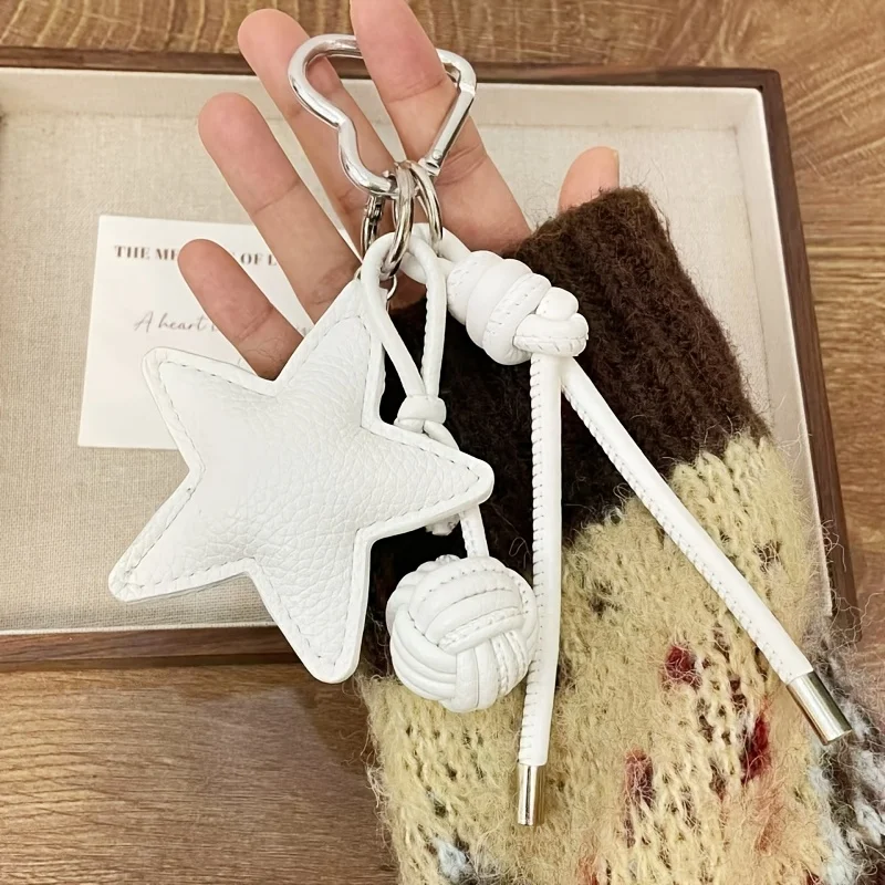 Trendy PU Leather Keychain with Exquisite Woven Rope Luggage Hanging Piece - Fashionable Little Bag Pendant Accessory Gift