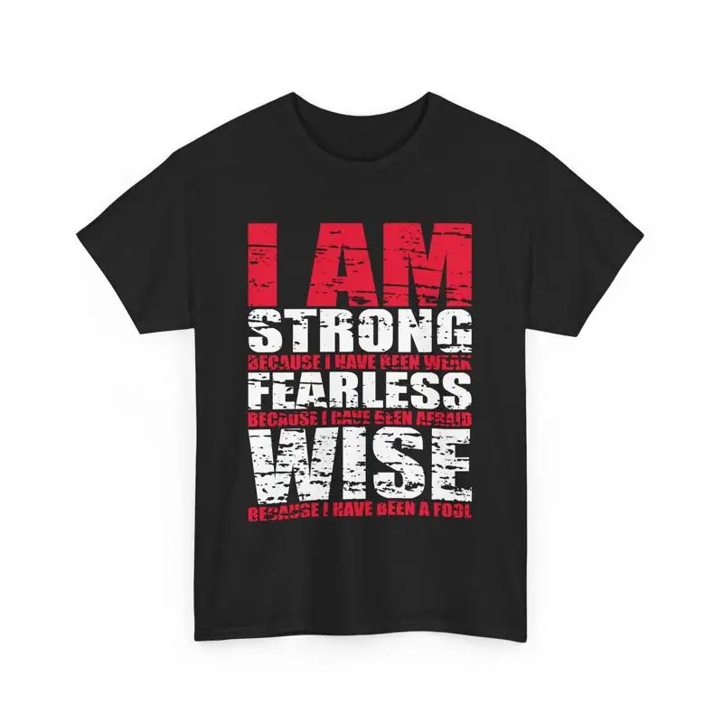 تي شيرت I Am Strong Feless Wise للتمرين في صالة الألعاب الرياضية #1