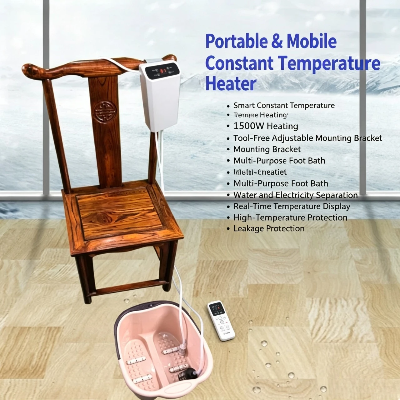 500W High Power Movable Bathing Constant Temperature Heater Bathtub Safe Water Circulation Constant Temperature Heater