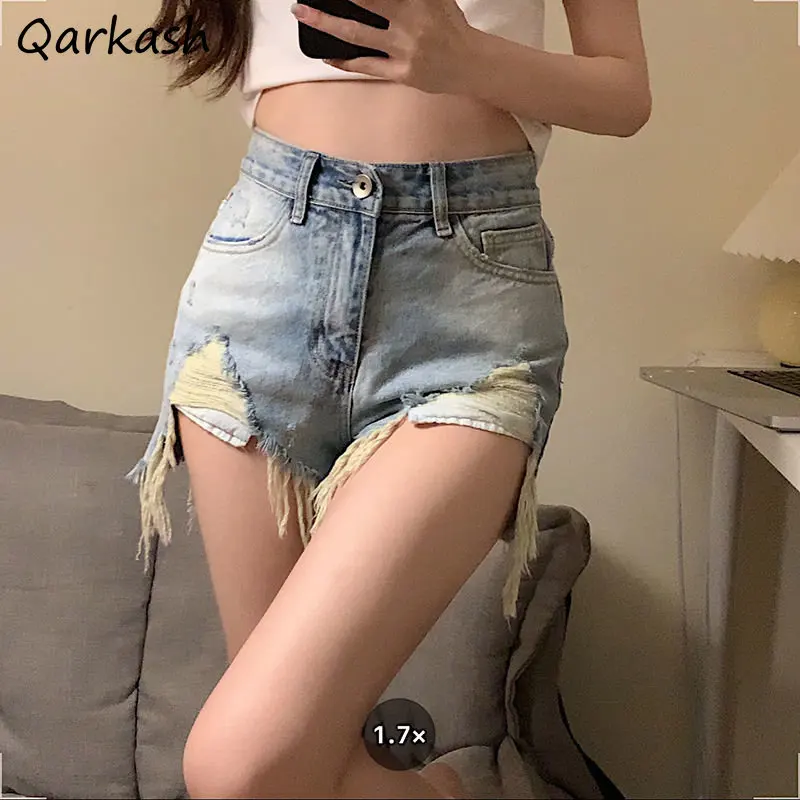 

Sexy Shorts Women Washed Denim Ripped Summer Personality Fashion Ulzzang Chic All-match Girls Y2k Casual High Waist Streetwear