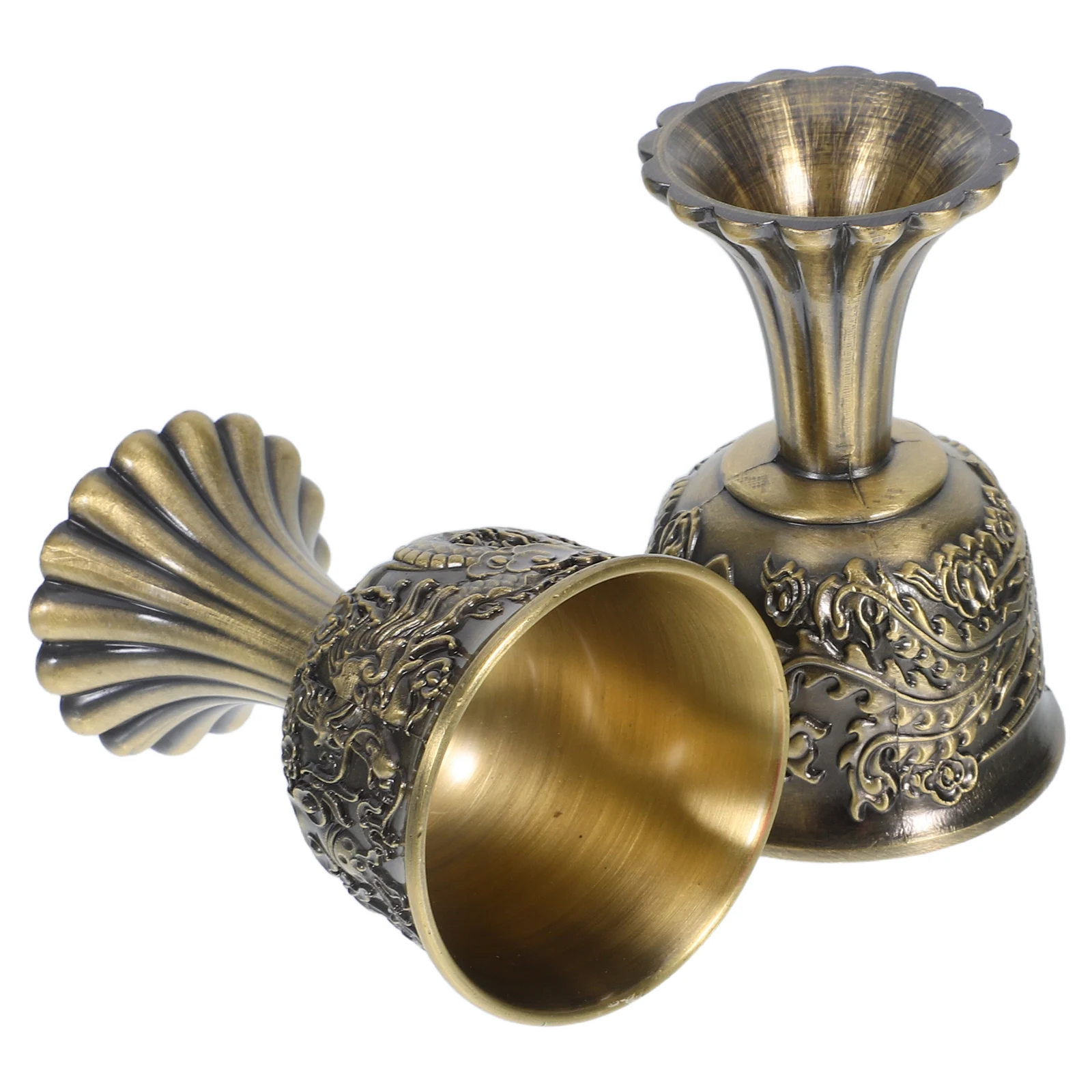 

2 Pcs Retro Dragon Metal Goblets Vintage High Stem Zinc Alloy Chalice Elegant Cup for Medieval Party