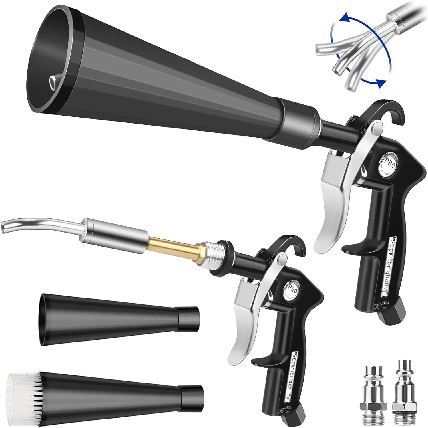 

Пистолет для сухой чистки Tornado Cleaning Gun: воздушный пистолет-воздуходувка для детейлинга, насадка для сдувания пыли, работает с воздушным компрессором, быстро удаляет загрязнения.