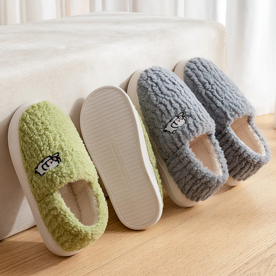 Baumwoll-Hausschuhe für Damen, geeignet für den Heimgebrauch, rutschfeste Einschließungsschuhe für den Innenbereich, dicke Sohle, warm für Paare, Herren-Hausschuhe – Detail 7
