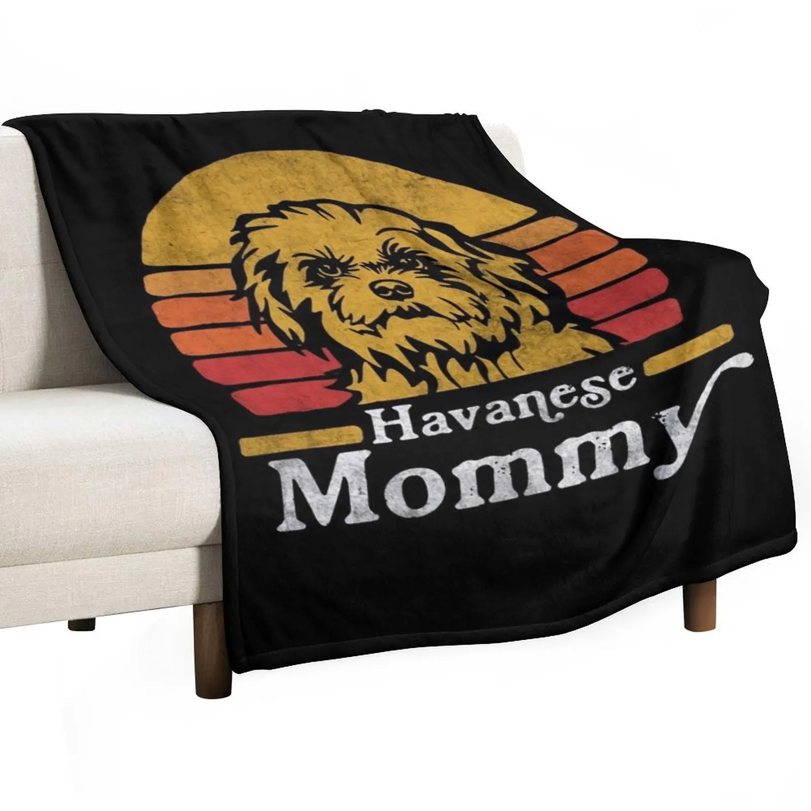 Retro Vintage Havanese Mommy Throw Blanket Bed Fashionable Decorative Throw Blankets