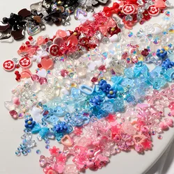 50pcs Mixed Resin Nail Charms Heart Bow Bear Shape Colorful 3D Nail Art Decoration for Press On Acrylic Nail Manicure Parts