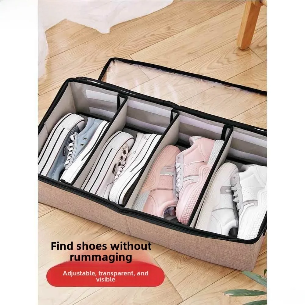 Transparent Fabric Shoe Storage Box Moisture Proof Dust Proof Stacking Shoe Box for Home Space under Bed Storage Cabinet