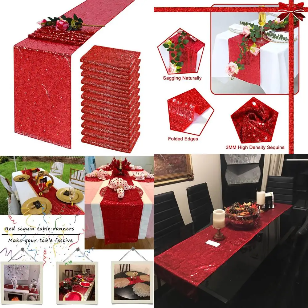 

Glitter Metallic Table Runners, 12 Pack, 12 x 72, for Weddings, Christmas, Birthdays, Parties, Thanksgiving, Baby Showers