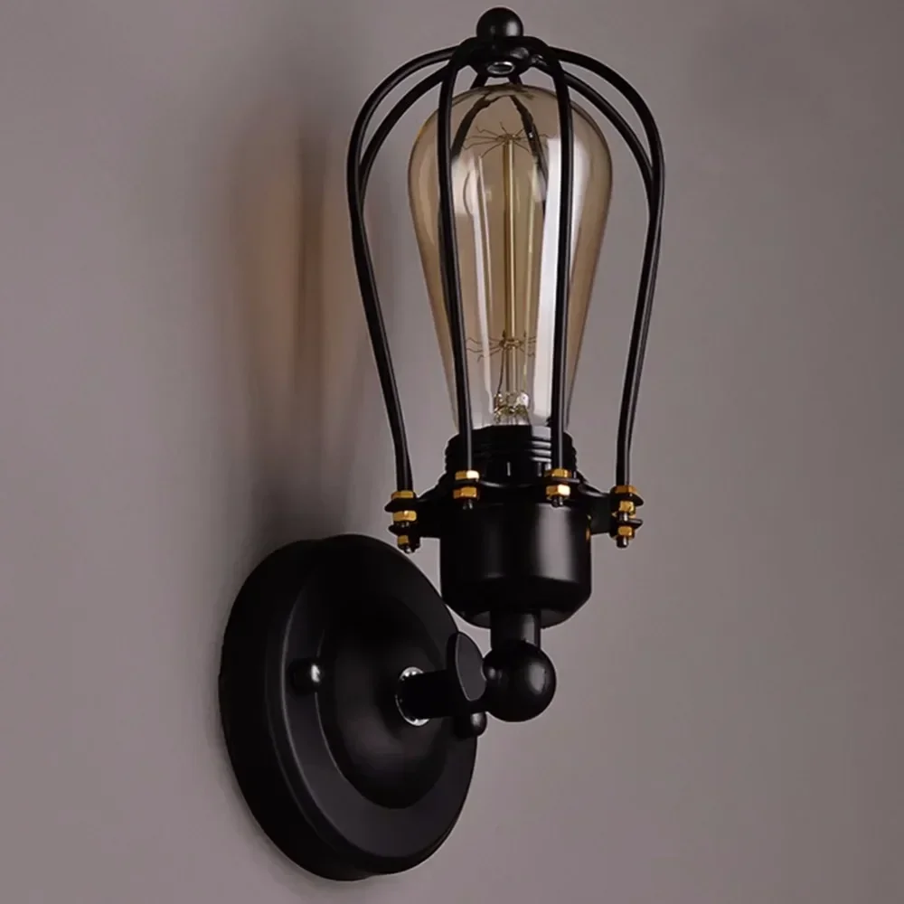 Hot!Loft Vintage Metal Coffee Bar Wall Lights Black Metal Tube Balcony Wall Sconces Country Rustic Corridor Wall Lamps