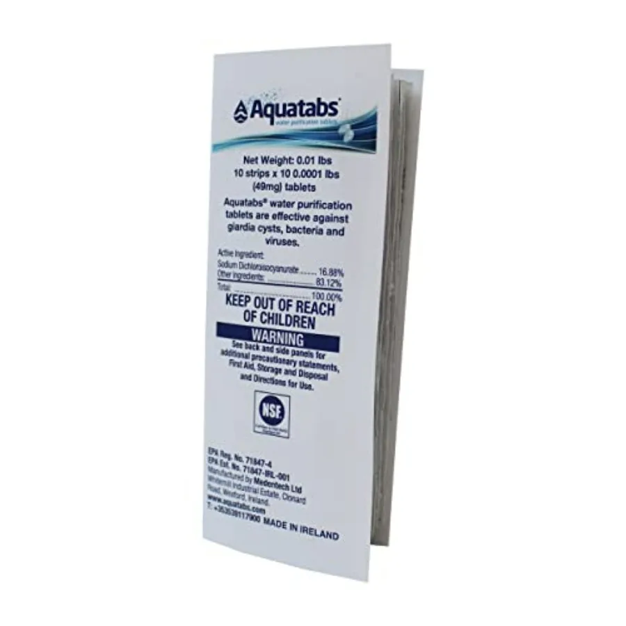 

Aquatabs 49mg Water Purification Pack.Water Filtration System for Hiking, Backpacking, Camping, Emergencies, Survival, and Home