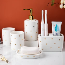 Wash Set Light Luxury Creative Star Mouth Cup Toothbrush Rack Lotion Bottled Soap Box Tray Ceramic Home Bathroom Accessories