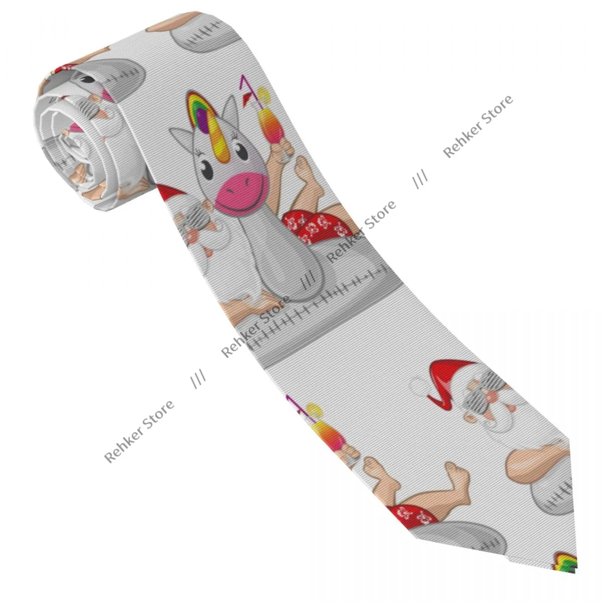 Formal Skinny Neckties Classic Men's Santa Claus With Unicorn Wedding Tie Gentleman Narrow