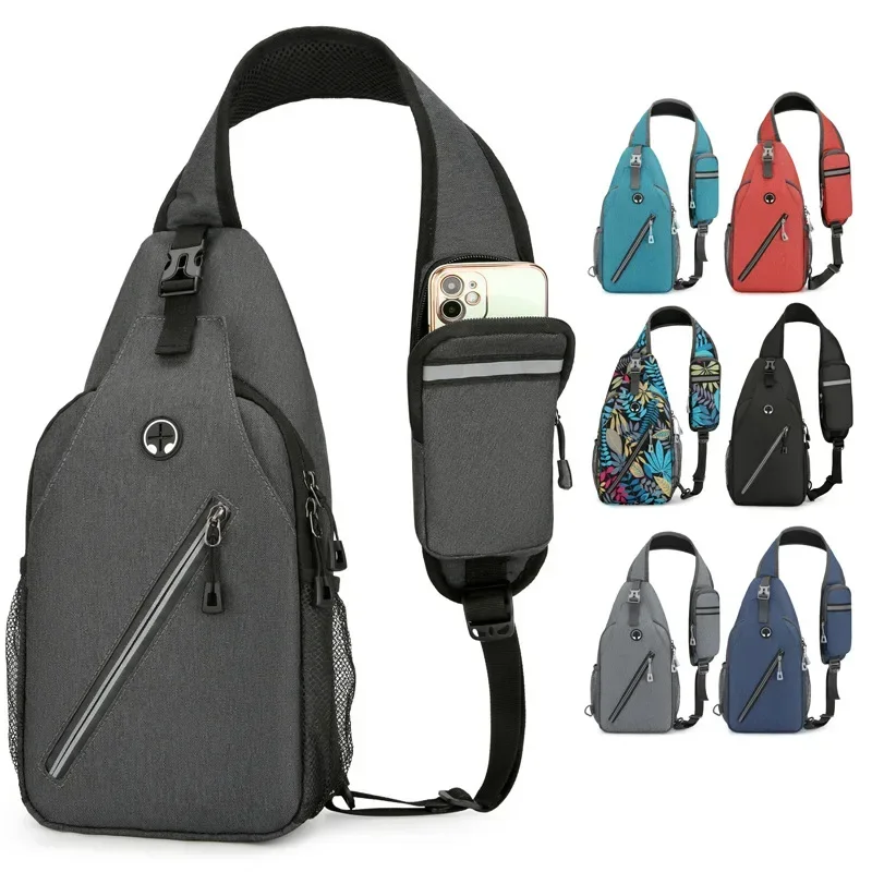

New casual chest bag men's mobile phone crossbody bag multifunctional lightweight outdoor sports shoulder bag