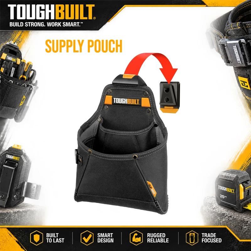 Toughbuilt TB-CT-05 Woodworking And Electrical Tool Bag With 12 Pockets, ClipTech Quick-Release Center, And Stand