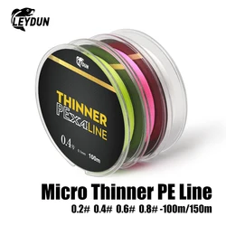 LEYDUN Micro THINNER Fishing Lines 100m 150m MT8 4 Strands Braided PE Japan Monofilament Fishing Line Set Carp Fly Fishing Wire