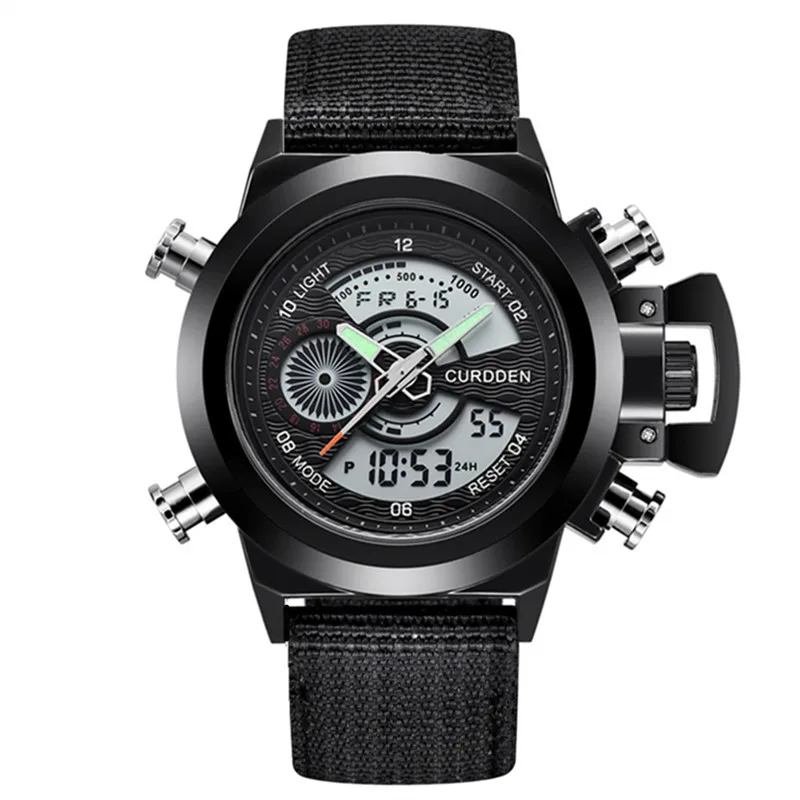 

Подлинные брендовые мужские часы CURDDEN, студенческие модные многофункциональные спортивные часы с нейлоновым ремешком, двойное время, Relogios Masculinos 2026