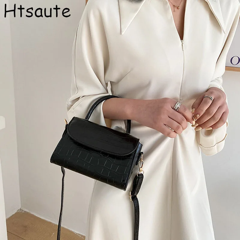 

Fashionable Small Women Crossbody Bag with Top Handle and Flap Luxury Brands Solid Color Square Purse Simple Design Shoulder Bag