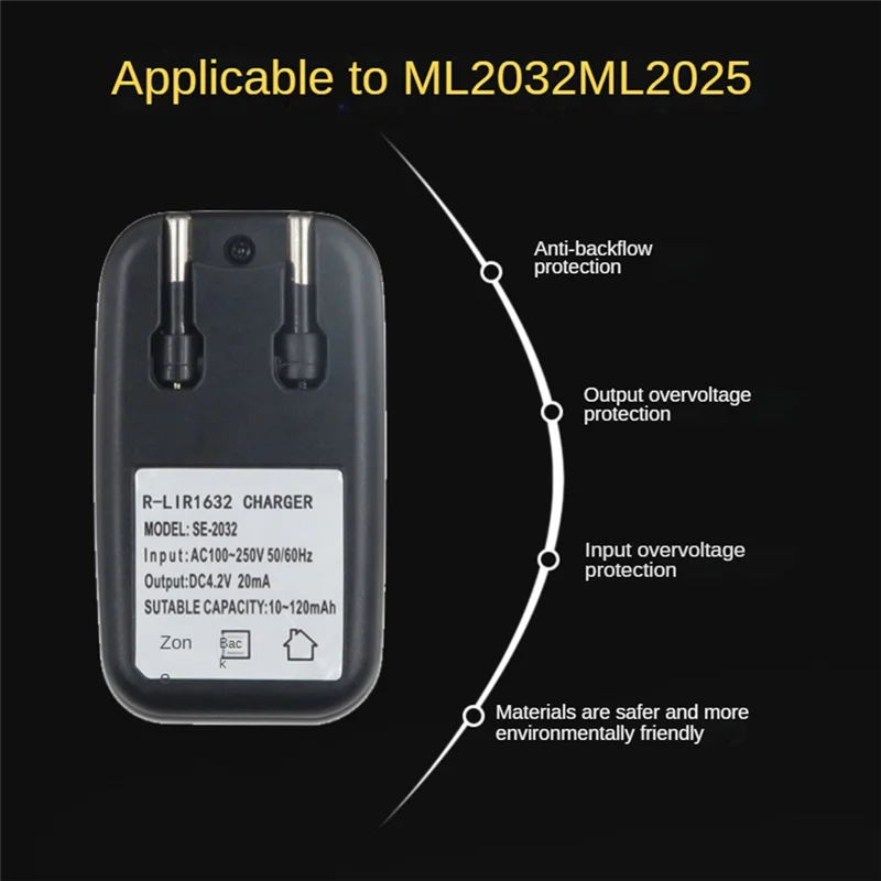 HFES 4,2 V Lir1632 cargador de batería para Lir1632 Lir2025 Lir2032 pila de botón enchufe de la UE