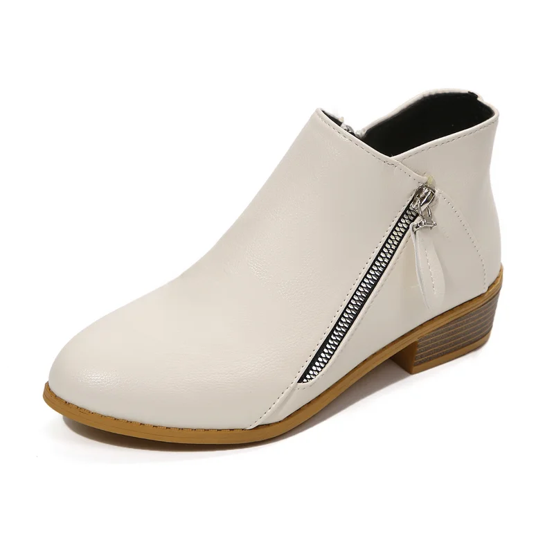 2026 Autumn Winter New Women's Pointed Toe Short Boots Style Side Zipper Ankle Fashion Boots Thick Heel Large Size 36-43