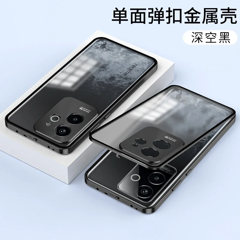 For Realme GT6 China Version Case Aluminum Metal Frame Front and Back Cover For Realme GT 6 CN Magnetic Shockproof Bumper Funda